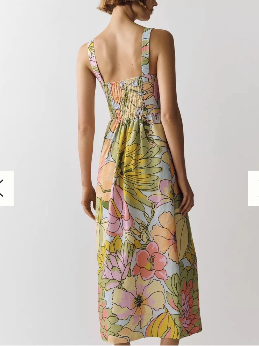NWT FARM Rio Pastel Floral Midi Dress in Yellow, Pink, Green, Size Medium - Picture 3 of 16